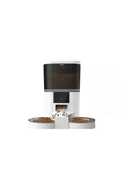 ambrasmart Automatic double feeder for dogs and cats, white, video, app contr...