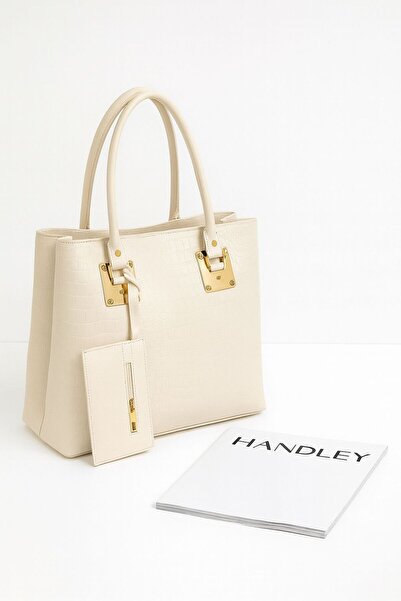 Handley Geantă de mână și de umăr pentru femei cu model crocodil de lux