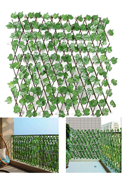 DRAMA HOME سياج خشبي من الخيزران مع نباتات اصطناعية أخضر 120 سم