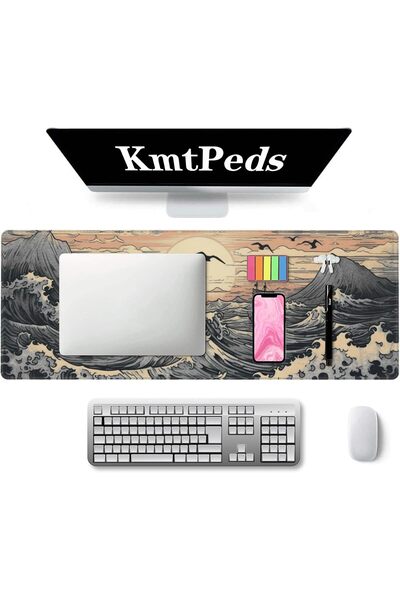 KASTWAVE Gaming XL Mouse Pad 31.5×11.8 in — Japanese Wave Anime Design, Non-slip, Stitched Edge