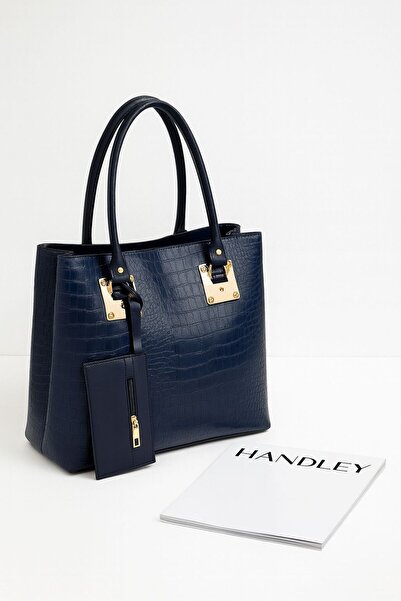 Handley Geantă de mână și de umăr pentru femei cu model crocodil de lux