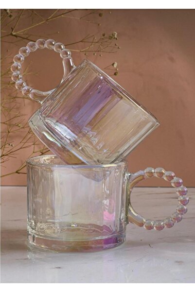 PİNK DESİGN KİTCHEN Lüster 4-Piece 200ml Bead Handle Mug