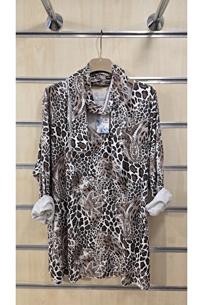 Park Moda Bluză cu șal leopard