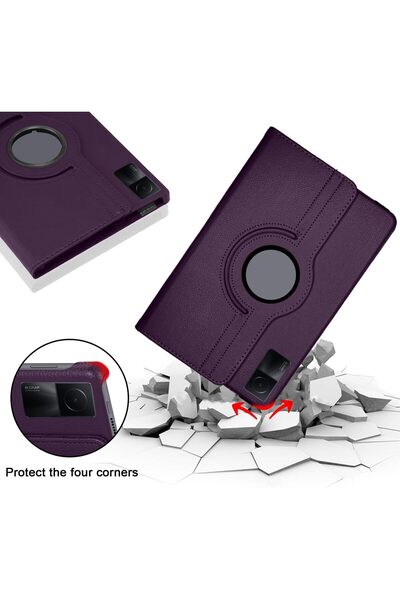 007 PU Leather 360° Rotating Slim Protective Case for Xiaomi Redmi Pad SE 11-inch (2023) - Purple