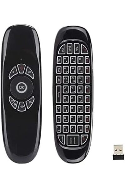 KASTWAVE Air mouse and 2.4GHz wireless keyboard with USB receiver and cable — universal remote for TV and P