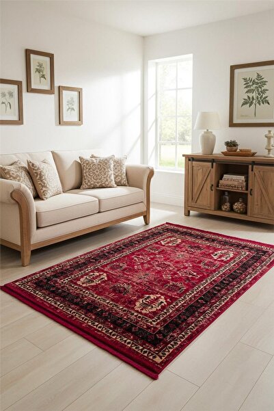 outlet halı deposu istanbul halı deposu Buhara Kırmızı Bohem Kaymaz Tabanlı A...