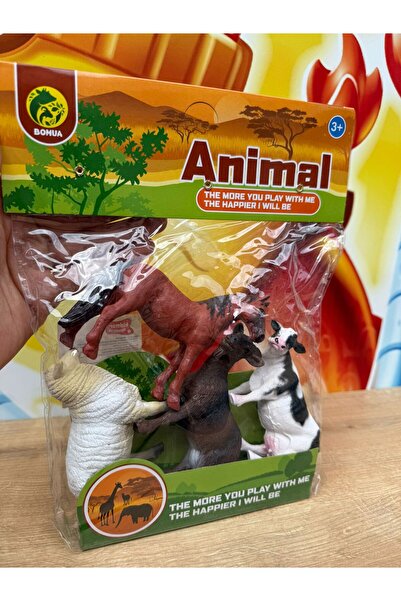scntoys Çiftlik Hayvanları Koyun İnek Keçi At Toplam 4 Parça Oyuncak Hayvan Figürleri Set BÜYÜK BOY