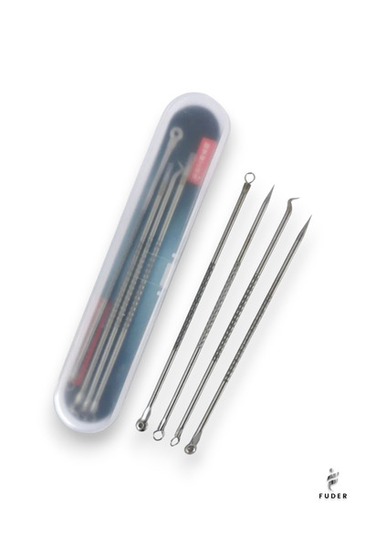 FUDER Akne-siyah Nokta Temizleyici 4'lü Set Paslanmaz Çelik Komedon Gümüş Kom...