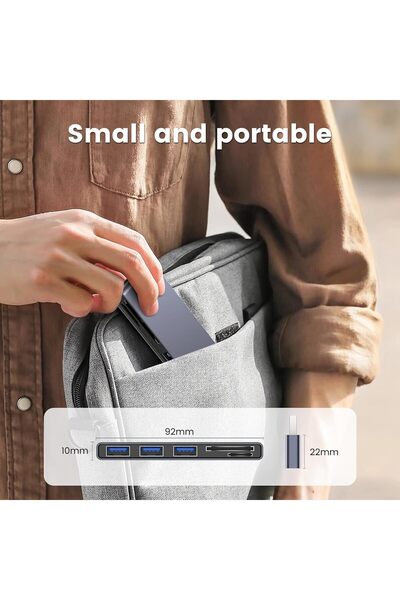 AZONEE USB 3.0 Laptop Hub — 1x USB3.0, 2x USB2.0 + SD/TF Card Reader