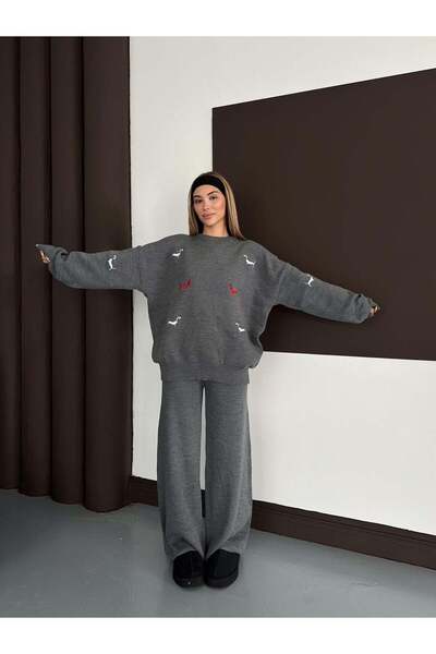 REDMİNA fashion Cute Dog Embroidered Knitwear Set