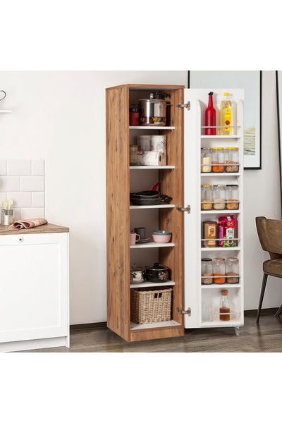 ZEYTUNHOME 165 Derece Açılabilir Tek Kapaklı, Kavanoz Raflı Kiler ve Erzak Mu...