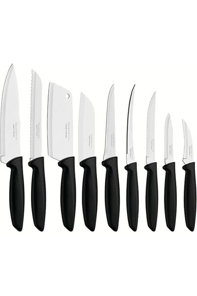 TRAMONTINA مجموعة سكاكين بلينوس المكونة من 9 قطع بشفرات من الفولاذ المقاوم لل...