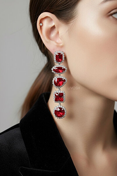 LIVOSH أقراط من الكريستال غير المتماثل