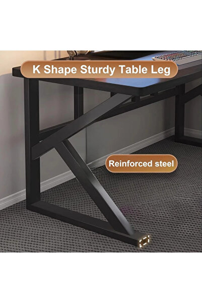 NZONE STORE Functional Office Table - Modern Gaming Table - K-Shaped Gaming Table with Sturdy Metal Legs 120cm