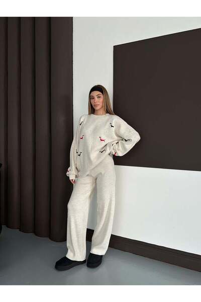 REDMİNA fashion Cute Dog Embroidered Knitwear Set