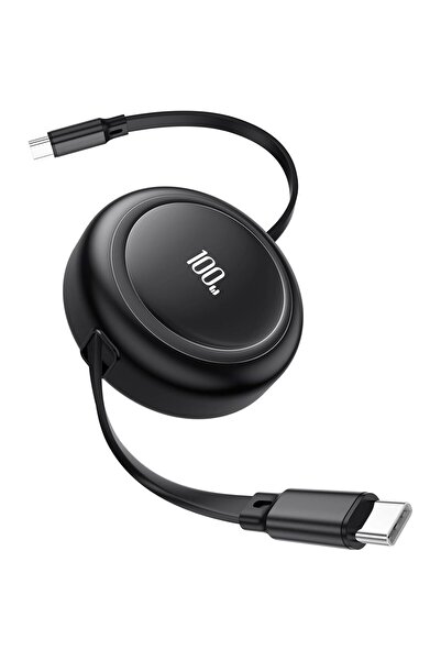 007 كابل USB-C إلى USB-C قابل للسحب 100 واط 5 أمبير، 1 متر قابل للتعديل - لأج...