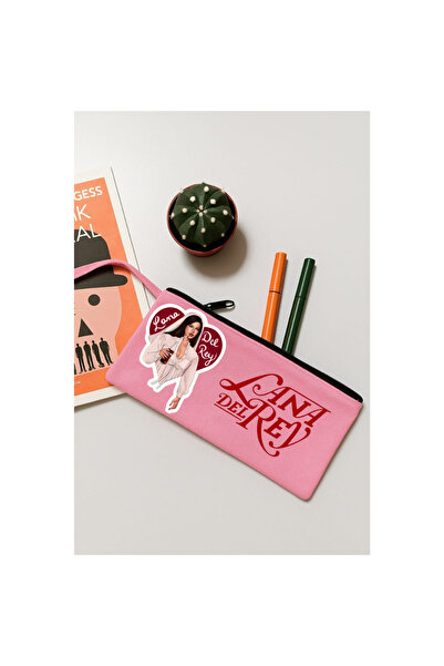 lovver Лана Дел Рей Торбичка за грим от печатен плат, калъф за моливи, чанта