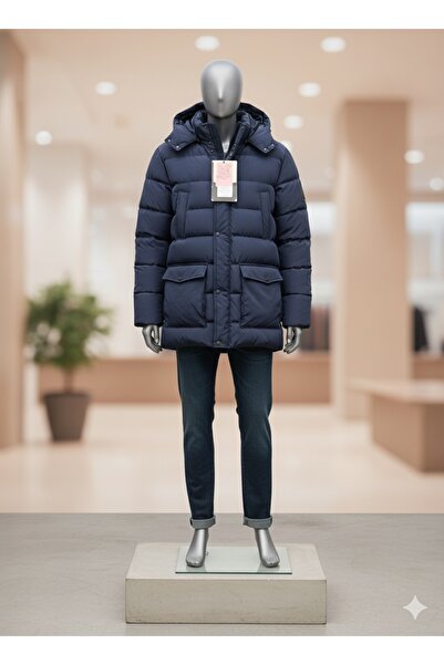 asyagiyimavm25 Asissa Erkek Kapüşonlu Su Geçirmez Sıcak Tutuş Şişme Mont