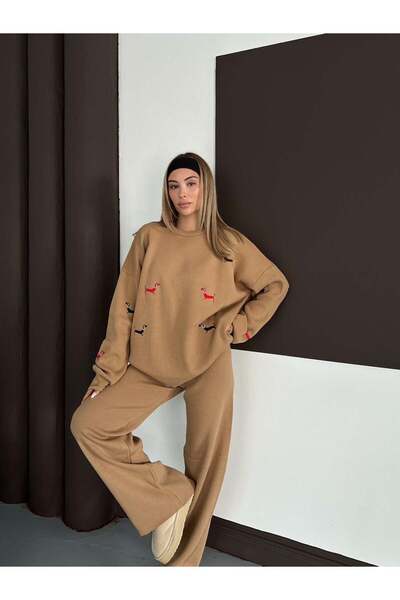 REDMİNA fashion Cute Dog Embroidered Knitwear Set