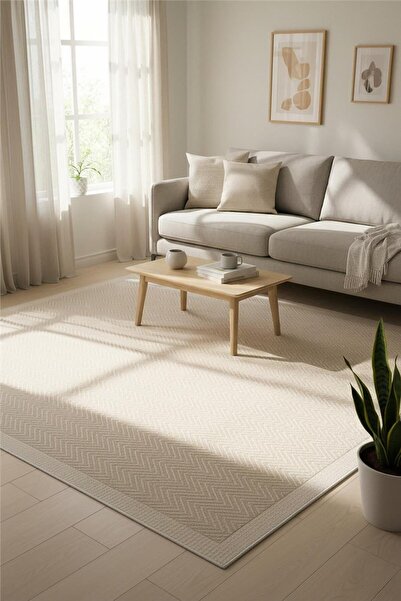 outlet halı deposu istanbul halı deposu Krem Kolay Temizlenen Hasır Doku Balı...