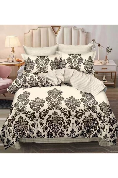 Casa de Vis Double Bed Sheet Set, 6 Pieces, Satin Cotton, 220 x 230 cm, Onlin...