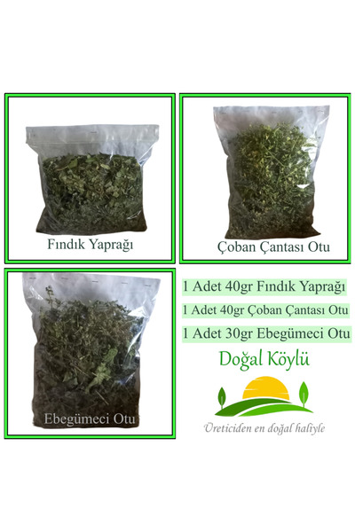 Doğal Köylü 3'lü Paket Doğal Bitki Çayı - (Fındık Yaprağı, Çoban Çantası Otu, Ebegümeci Otu)
