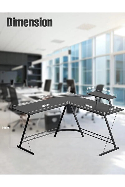 NZONE STORE L-Shaped Gaming Table, Home Gaming Desk, Writing Workstation, Corner Computer Table 129×46×74cm