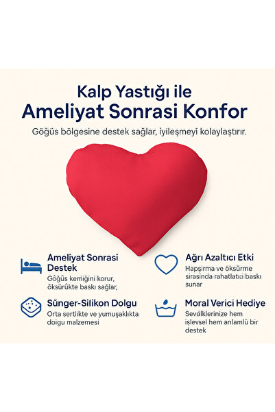 Bozkar Medikal Kalp Yastığı Ameliyat Sonrası Bypass Göğüs Desteği ve Ağrı Aza...