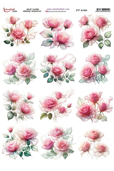 İstanbul Hobi ورق ديكور نحاسي 30×42 سم PT-4186 زهور