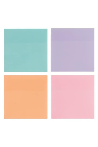 ANTBRO Set of 200 plastic adhesive notes in 4 pastel colors, 7.5 x 7.5 cm