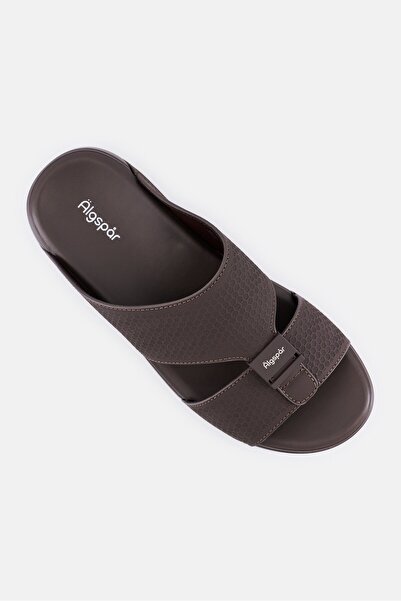 Algspar Men Double Strap Slip On Arabic Sandals, Brown