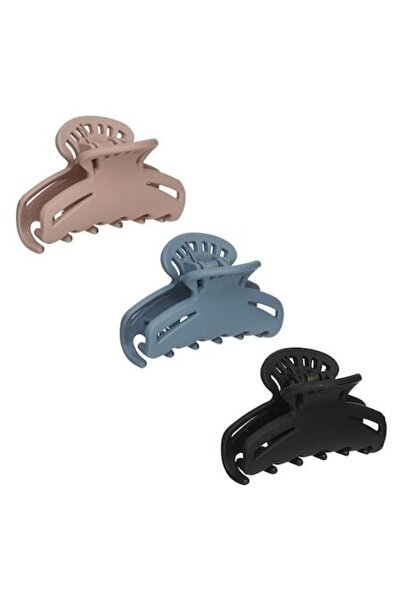 ANTBRO - Set de 3 agrafe de păr mate, negru/gri/nud, 7 cm