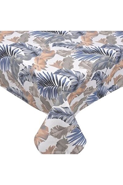 ANTBRO Ecru-blue-brown tablecloth, 180×140 cm, with tropical leaves – elegant...