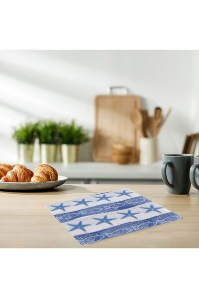OEM One-ply paper napkins, white with fish & starfish pattern 33x33 cm - 40 pcs
