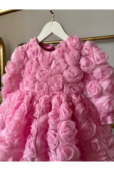 Laresse Gül Desenli Uzun Kollu Kız Çocuk Abiye Elbise