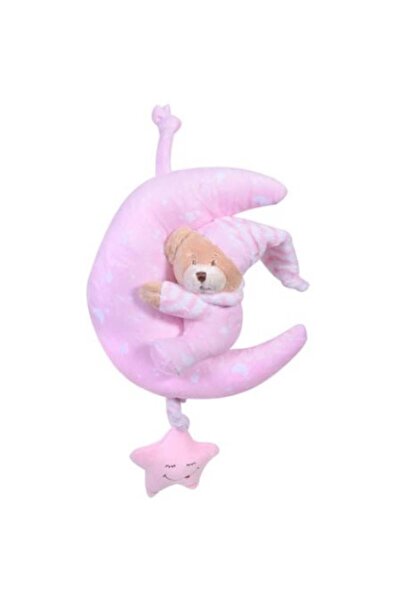 IMK ® Jucărie muzicală de pluș Ursuleț pe Lună, roz
