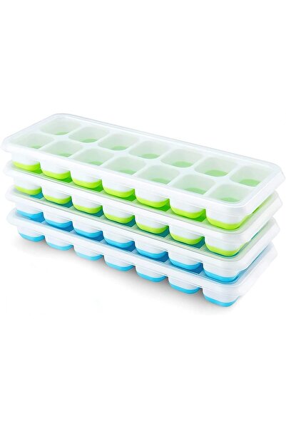 007 قوالب مكعبات الثلج السيليكونية من Airabc - عبوة من 4 قطع مع أغطية، قابلة ...