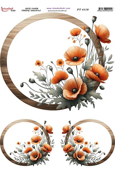 İstanbul Hobi ورق ديكور نحاسي 30×42 سم PT-4118 زهور