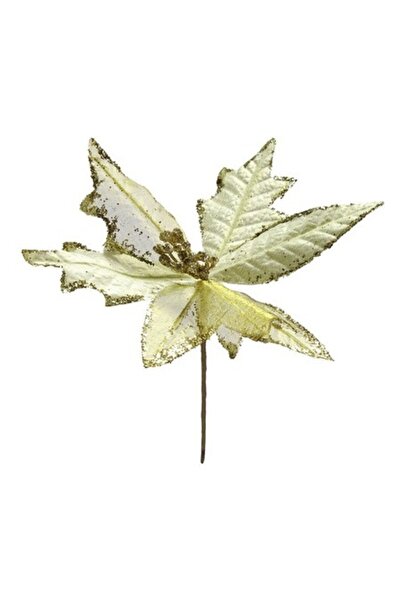 ANTBRO ® Floare decorativă de Crăciun, aurie cu sclipici, 24 cm