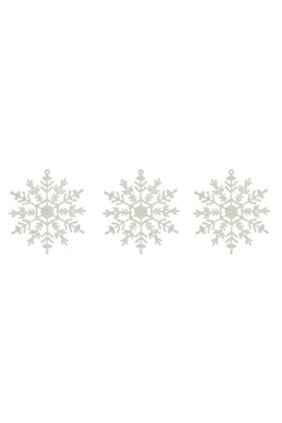 ANTBRO set de 3 ornamente pentru brad de Crăciun, fulg de zăpadă, alb, 9,5 x ...