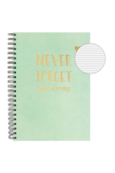 ANTBRO A4 Dictation Notebook — Mint Green Cover with "Never Forget Your Dreams" Gold Foil — Spir