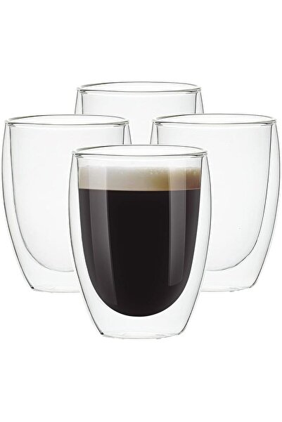 007 أكواب إسبرسو زجاجية مزدوجة الجدار من أوميزيلي، عبوة من 4 قطع، سعة 12 أونص...