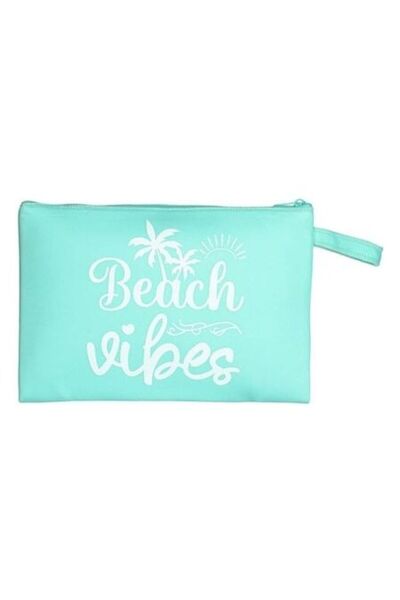 ANTBRO geantă de machiaj impermeabilă din neopren, verde mentă „Beach Vibes”,...