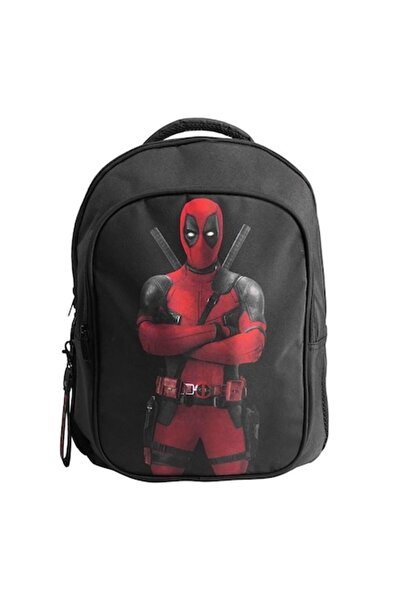 ANTBRO Deadpool 2-in-1 Backpack with Trolley Compartment, Unisex, Black-Red, 32×18×43 cm