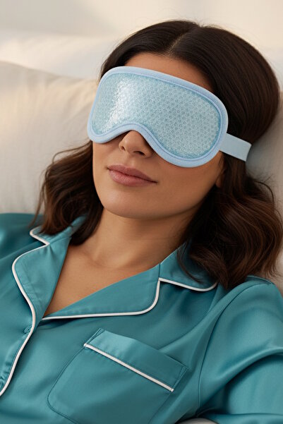 CAŞ DEKORASYON Mavi Renk Sıcak Ve Soğuk Boncuklu Buz Jeli Terapi Göz Maskesi