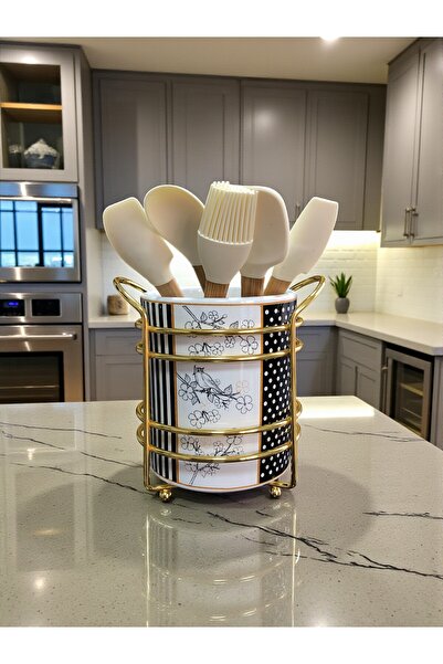 ferayhome Kitchen Accessory Ceramic Metal Spoon Rest Bird Pattern Gold - Feray Home