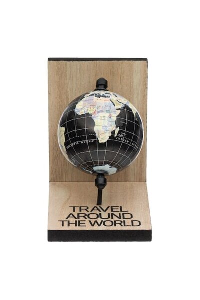 NO BRAND Wooden bookend, 10x14x14 cm, Beige/Black