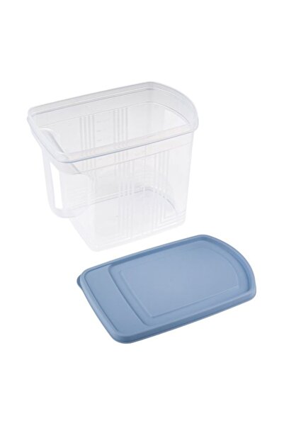 OEM Set de 3 recipiente din plastic pentru depozitarea alimentelor cu mâner, capac albastru, 2,5 l, 13x20x16,5 cm, transparente
