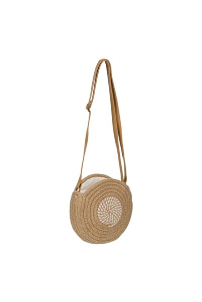 OEM Geanta Cross-Body de Vara Bej Rotunda Pentru Femei 21x4cm