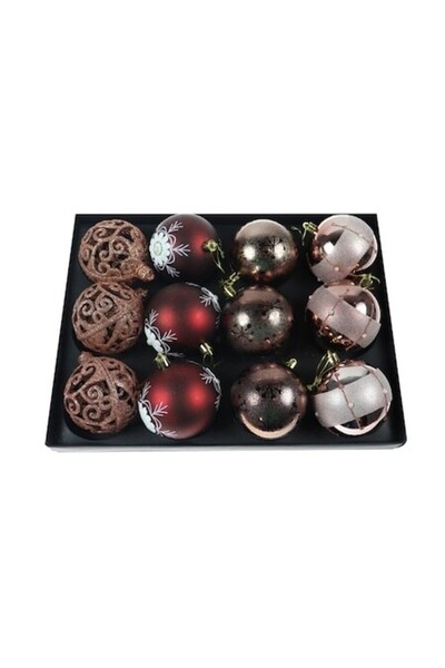 ANTBRO Set de 12 globuri de Crăciun multicolore Antbro®, plastic, 8 cm